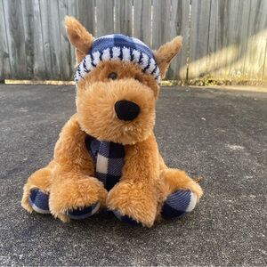 Vintage Gentle Treasures Plush Dog Toy with Blue and White Accessories